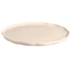 Plato de cerámica grande con bordes ondulados crema 31,5 cm - Emile Henry