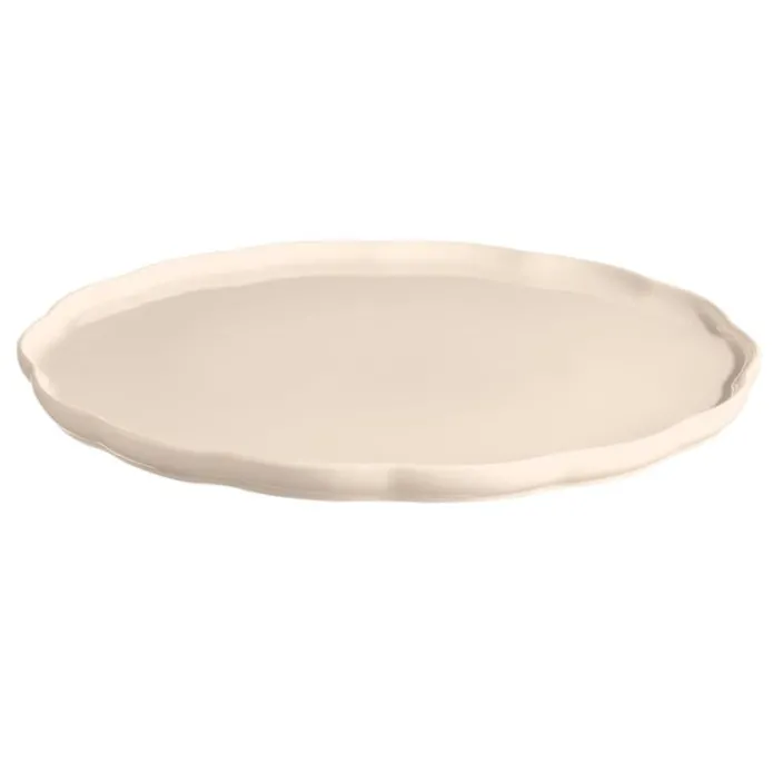 Plato de cerámica grande con bordes ondulados crema 31,5 cm - Emile Henry