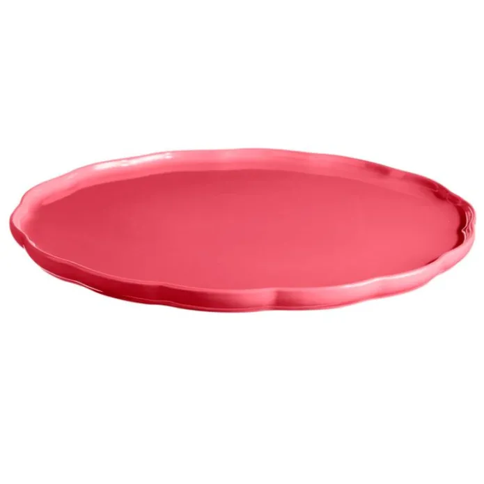 Plato de cerámica grande con bordes ondulados rosa 31,5 cm - Emile Henry