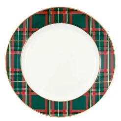 Plato de cerámica para postre Dagmar Check Green 20,5 cm - GreenGate