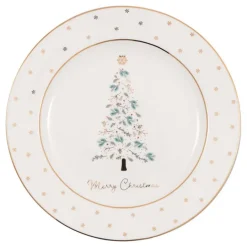 Plato de cerámica para postre Lucie Xmas White 20,5 cm - GreenGate