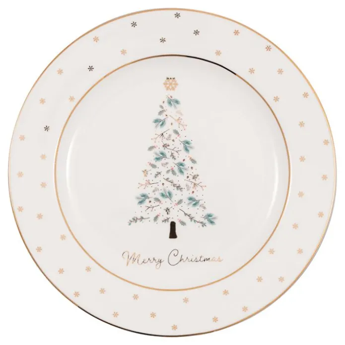Plato de cerámica para postre Lucie Xmas White 20,5 cm - GreenGate