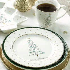 Plato de cerámica para postre Lucie Xmas White 20,5 cm - GreenGate