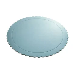 Plato redondo ondulado azul bebé metalizado 25 cm