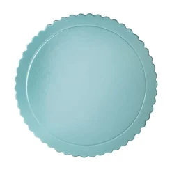 Plato redondo ondulado azul bebé metalizado 25 cm