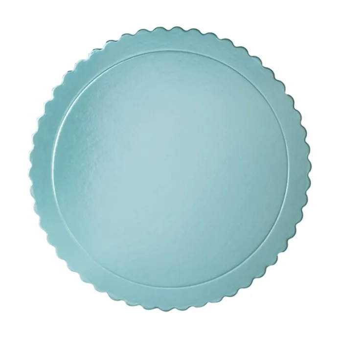 Plato redondo ondulado azul bebé metalizado 25 cm