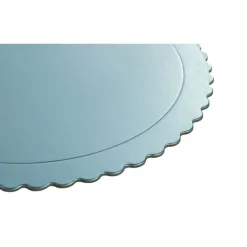 Plato redondo ondulado azul bebé metalizado 25 cm
