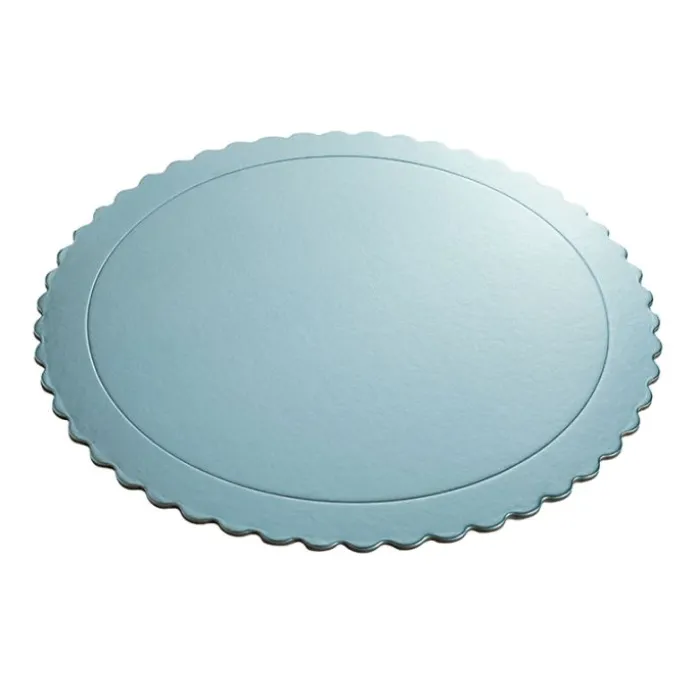 Plato redondo ondulado azul bebé metalizado 30 cm