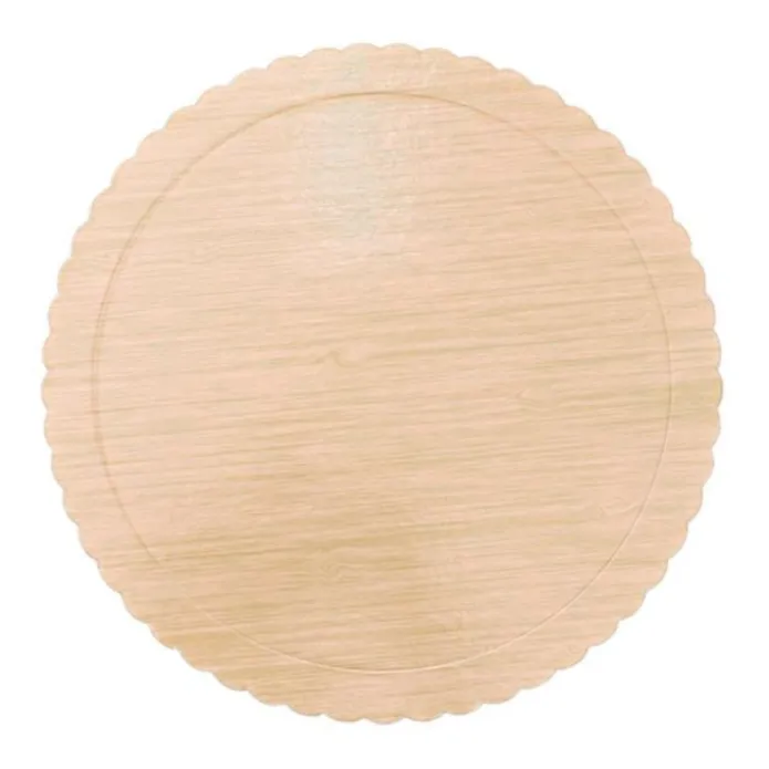 Plato redondo ondulado madera clara 25 cm - Azucren