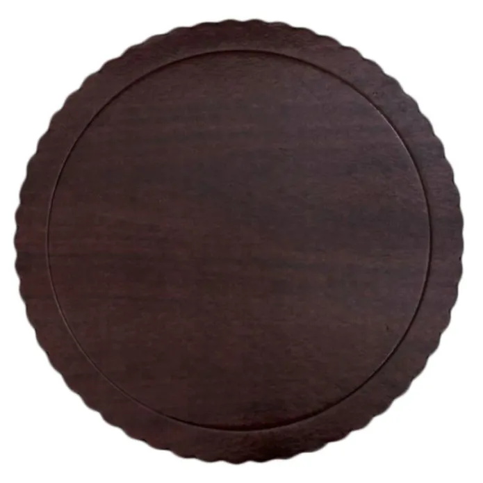 Plato redondo ondulado madera oscura 30 cm