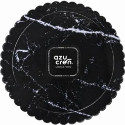 Plato redondo ondulado mármol negro 30 cm - Azucren