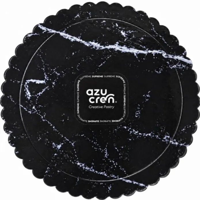 Plato redondo ondulado mármol negro 30 cm - Azucren