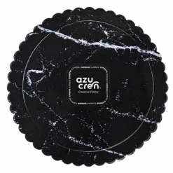Plato redondo ondulado mármol negro 25 cm - Azucren