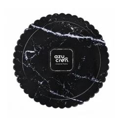 Plato redondo ondulado mármol negro 20 cm - Azucren