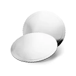 Plato redondo ondulado plateado efecto espejo 25 cm