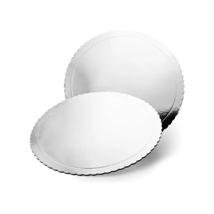 Plato redondo ondulado plateado efecto espejo 25 cm
