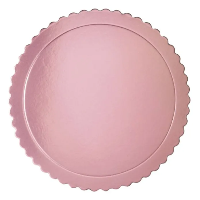 Plato redondo ondulado rosa bebé metalizado 30 cm