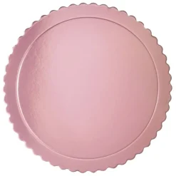 Plato redondo ondulado rosa bebé metalizado 35 cm