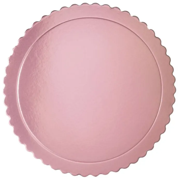 Plato redondo ondulado rosa bebé metalizado 35 cm