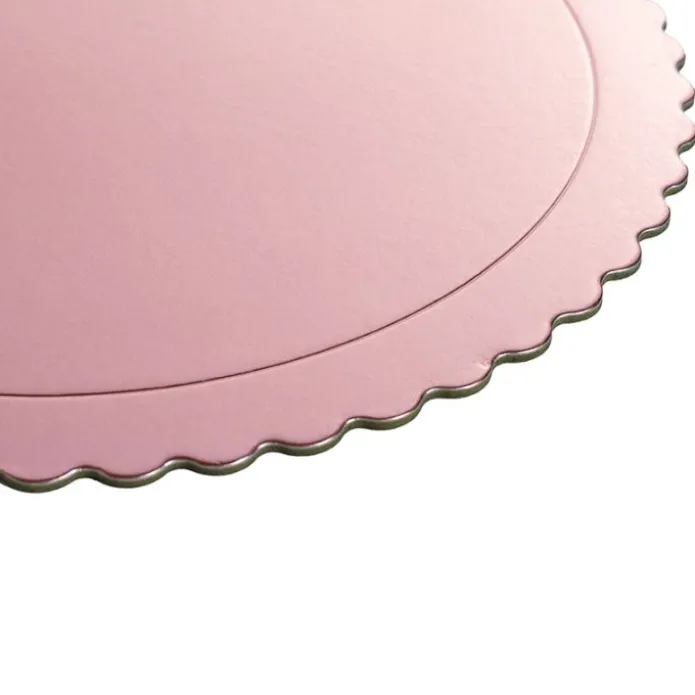 Plato redondo ondulado rosa bebé metalizado 35 cm