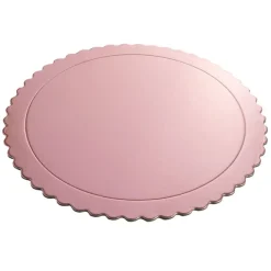 Plato redondo ondulado rosa bebé metalizado 35 cm