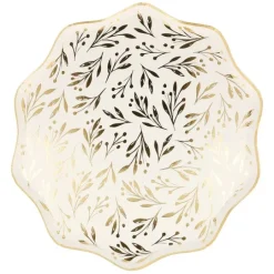 Platos con bordes ondulados Hojas doradas 27 cm (8) - Meri Meri
