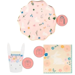 Platos con bordes ondulados Pascua 27 cm (8) - Meri Meri + REGALO vasos y servilletas