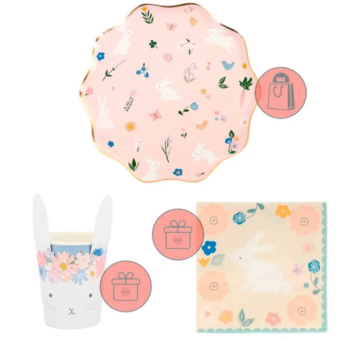 Platos con bordes ondulados Pascua 27 cm (8) - Meri Meri + REGALO vasos y servilletas