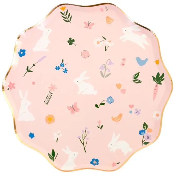 Platos con bordes ondulados Pascua 27 cm (8) - Meri Meri + REGALO vasos y servilletas