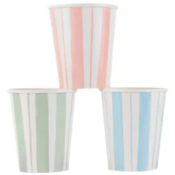 Platos con bordes ondulados rayas 26,5 cm (8) - Meri Meri + REGALO vasos