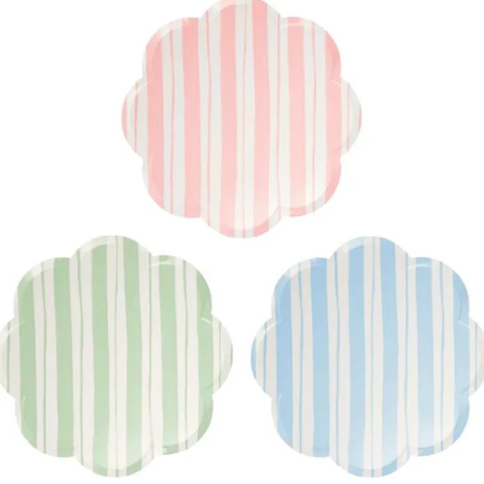 Platos con bordes ondulados rayas 26,5 cm (8) - Meri Meri + REGALOS platos y vasos