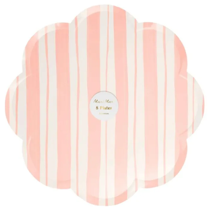 Platos con bordes ondulados rayas 26,5 cm (8) - Meri Meri + REGALOS platos y vasos