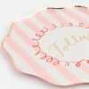 Platos con bordes ondulados rayas Navidad 21,5 cm (8) - Meri Meri + REGALO vasos y servilletas