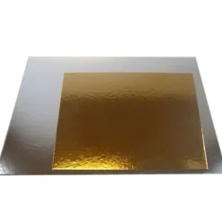 Platos cuadrados para tarta dorado y plateado 40,5 cm (3)