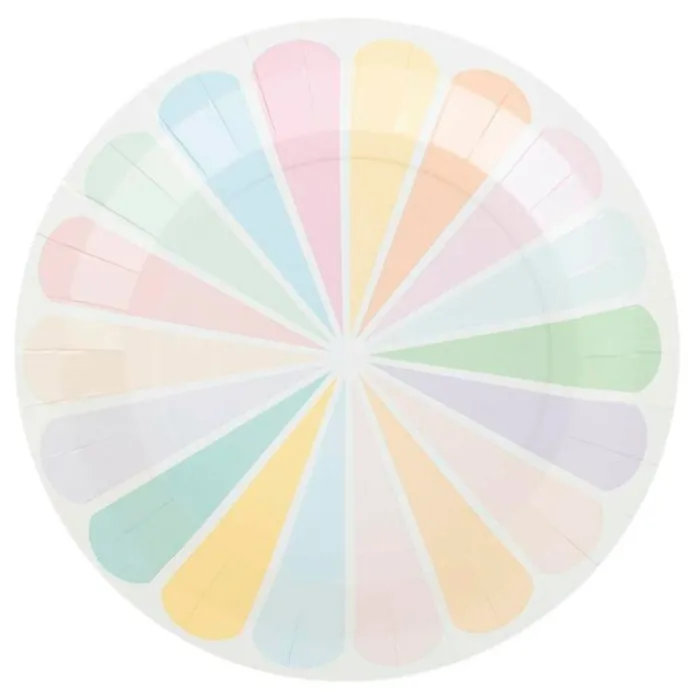 Platos de papel multicolores pastel 21,5 cm (8) - My Little Day
