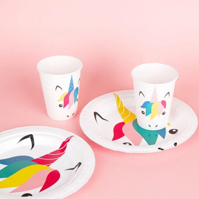 Platos de papel pequeños cara de unicornio 19 cm (8) - My Little Day