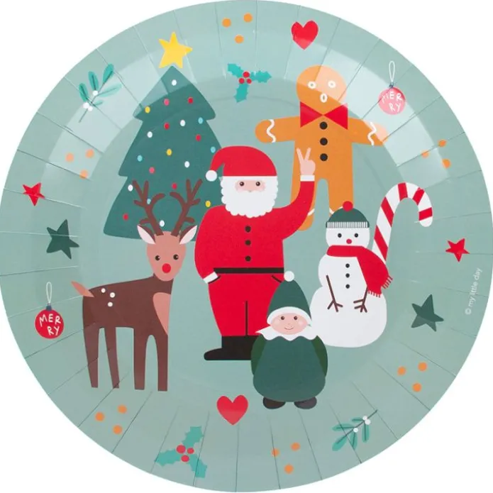 Platos de papel personajes de Navidad 22 cm (8) - My Little Day