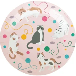 Platos de papel rosas gatos 22 cm (8) - My Little Day