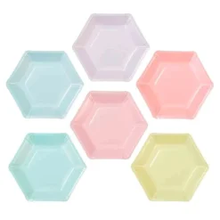 Platos hexagonales colores pastel 18 cm (12) - Talking Tables