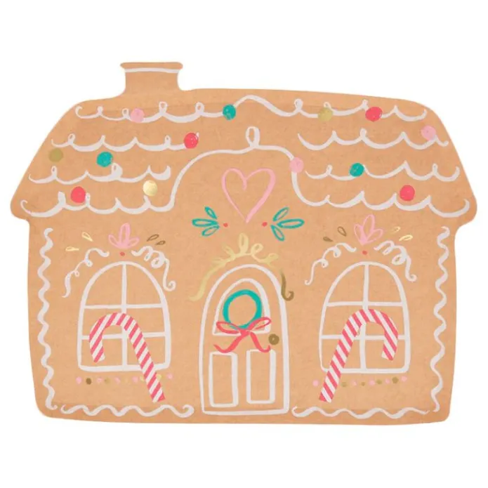 Platos kraft casita de jengibre Navidad 25 x 18 cm (8) - Meri Meri