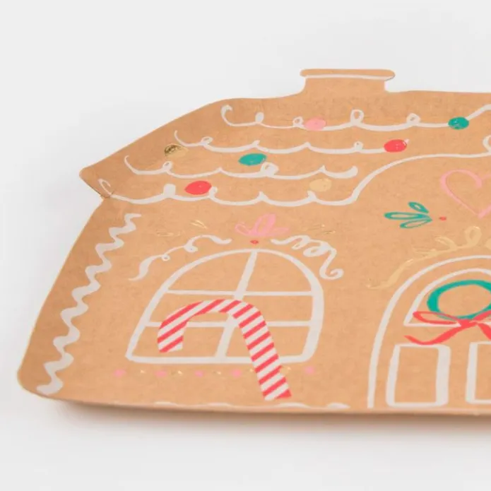 Platos kraft casita de jengibre Navidad 25 x 18 cm (8) - Meri Meri