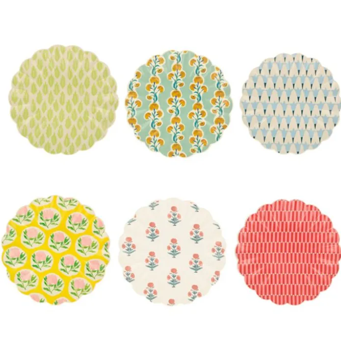 Platos ondulados de plástico reciclado 25 cm (6) - Meri Meri + REGALO vasos