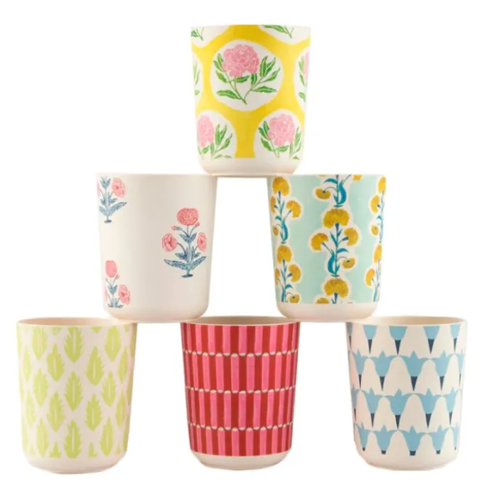 Platos ondulados de plástico reciclado 25 cm (6) - Meri Meri + REGALO vasos