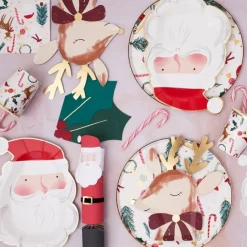 Platos reno con lazo Navidad 24 cm (8) - Meri Meri