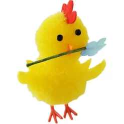 Pollito amarillo con flor 5 cm