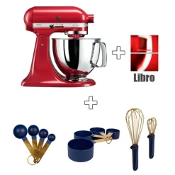 Robot amasador rojo imperial 4,8 l - Artisan 5KSM125 - KitchenAid + LIBRO + REGALO utensilios