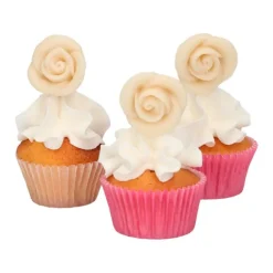 Rosas de mazapán blancas 2,5 cm (6) - Funcakes