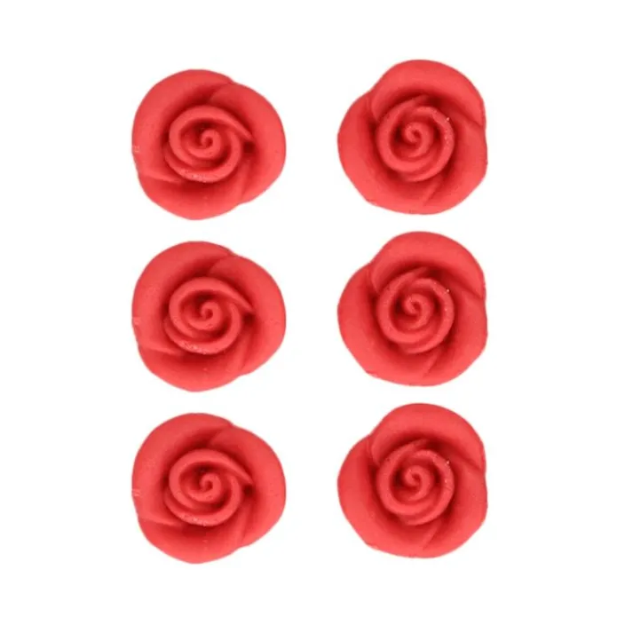 Rosas de mazapán rojas 2,5 cm (6) - Funcakes