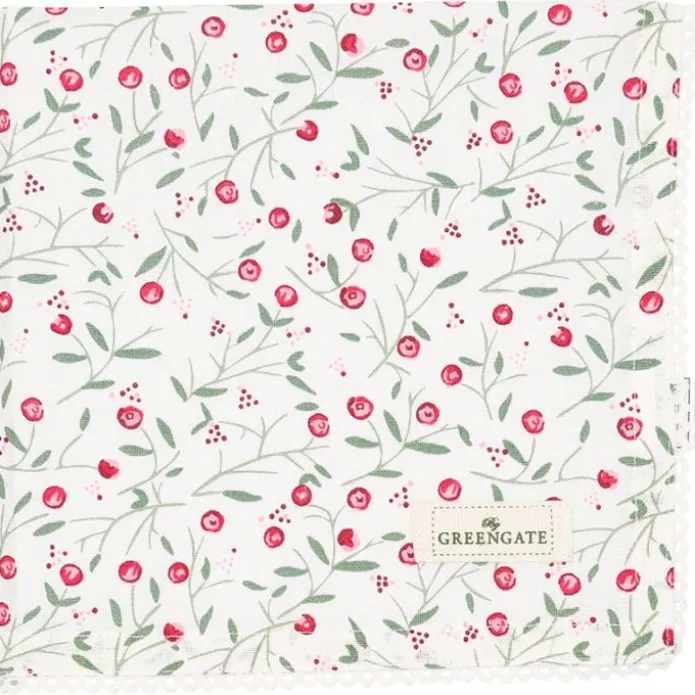 Servilleta de algodón con encaje Maise White 40 cm - GreenGate