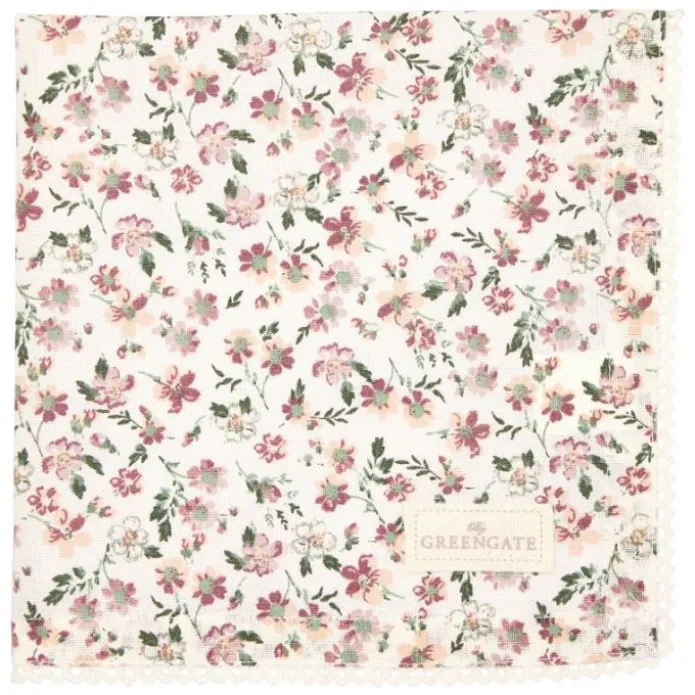 Servilleta de algodón con encaje Marie Petit Dusty Rose 40 cm - GreenGate